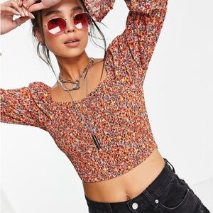 Floral Smocked Crop Top